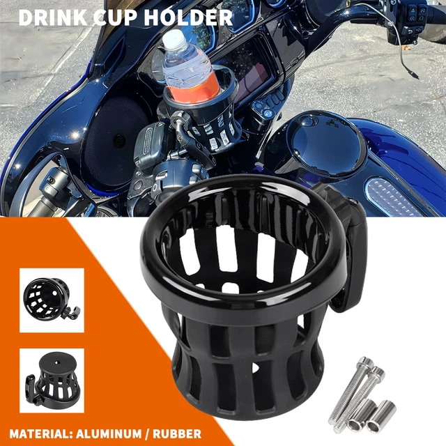 Handlebar Cup Holder Drink W/ Mesh Basket Mount For Harley Ultra Limited Fatboy