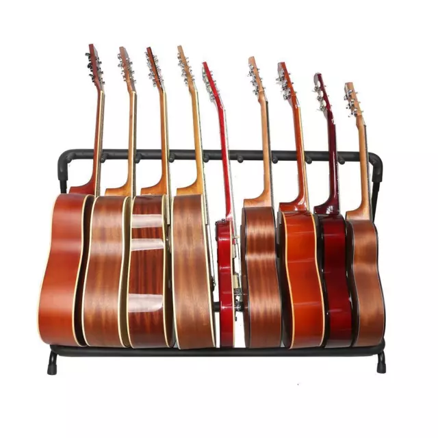 Round Tube Folding Multiple Guitar Holder Rack Stand Holds up to 9 Guitars