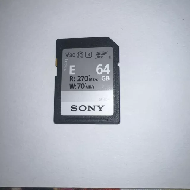 Sony E Series 64GB SDXC V30 UHS-II Class10 U3 Memory Card Speed Up To 270MB/s