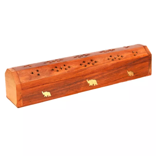 Wooden Incense Stick Holder Burning Joss Insence Box Insense Burner Ash Catcher