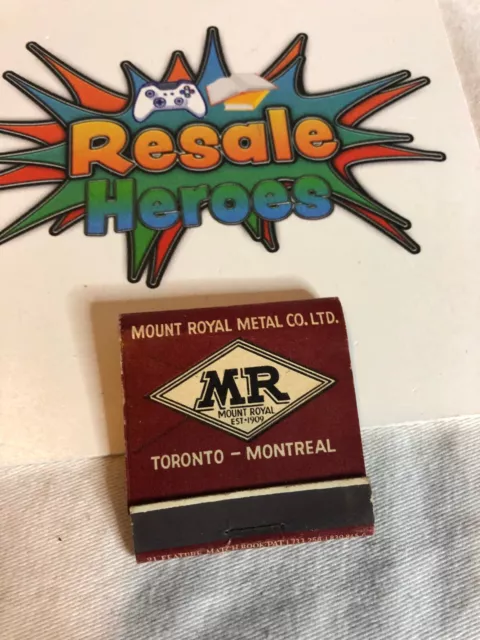 Mount Royal Metal Co. Ltd. Toronto Montreal - Vintage Matchbook Cover Souvenir