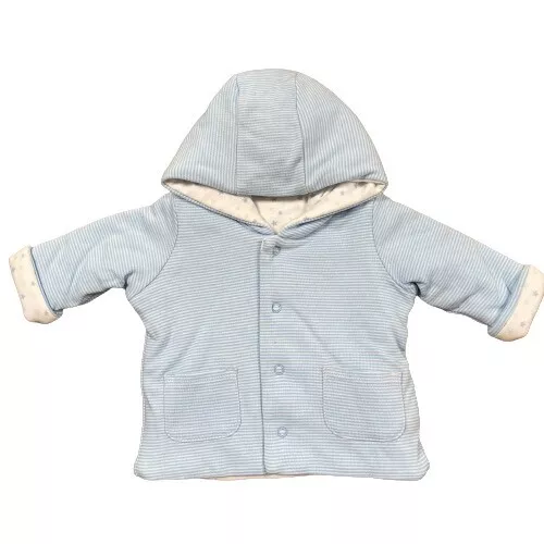 Baby Boys Giacca Cappotto Blu M & S con cappuccio a righe carino inverno autunno cardigan casual