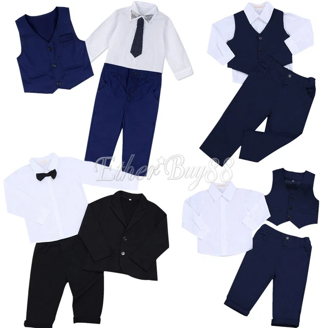 Baby Toddler Kids Boy Wedding Christening Tuxedo Formal Suits Outfit Clothes