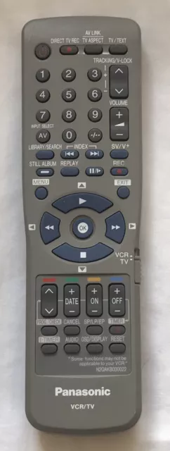 Panasonic N2QAKB000022 VCR/TV Remote Control