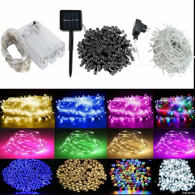 Waterproof 20-500 LED Fairy String Lights Outdoor Solar Power Battery Garden