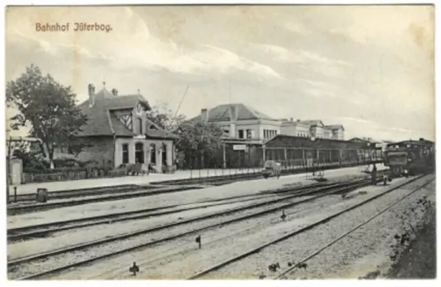 Ak Jüterbog in Brandenburg, Bahnhof, Gleisansicht 1908