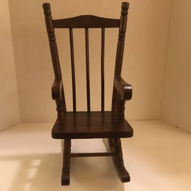 Vintage  Miniature Wooden Rocking Chair For Doll/Toy  13 1/2” X 9 1/2" X 6” 2
