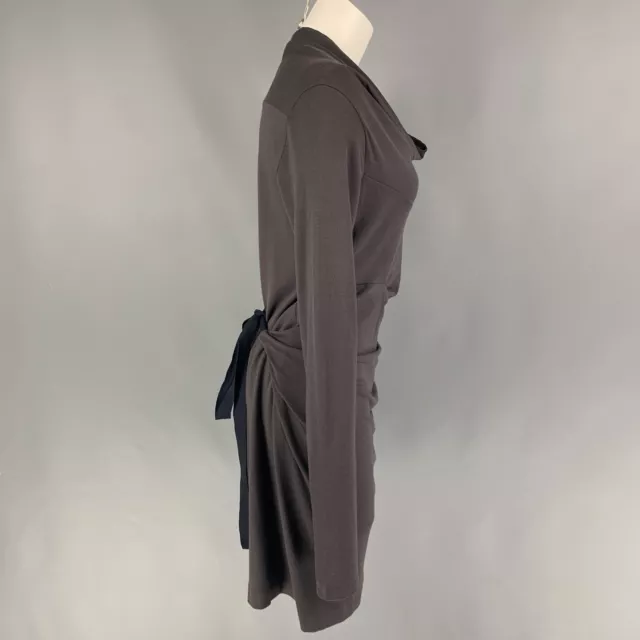 BRUNELLO CUCINELLI Taille 6 Taupe Marine Robe Manches Longues 2