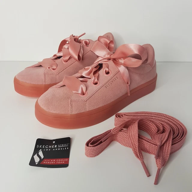 pink suede skechers