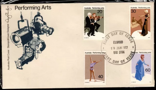 1977 'Performing Arts' FDC - PMK Elwood VIC 3184 in Sealed Pack