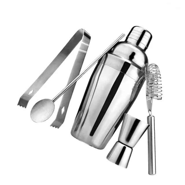 5 PIEZAS 1 Juego Práctico Ice Tong Cóctel Shaker Mixology Supplies (Plata)