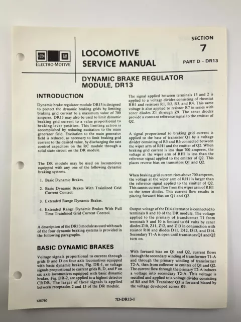 Dynamic Brake Regulator Module Locomotive Service Manual SD40-2 1983 EMD AA242