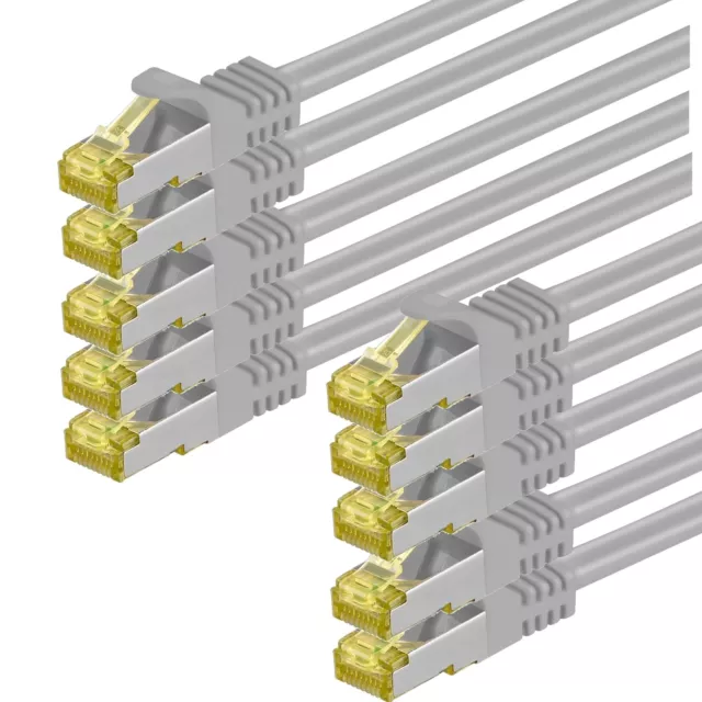 10 Stück RJ45 Patchkabel S/FTP PiMF m. CAT7 Roh- Kabel LAN Netzwerk 0,25m - 30 m