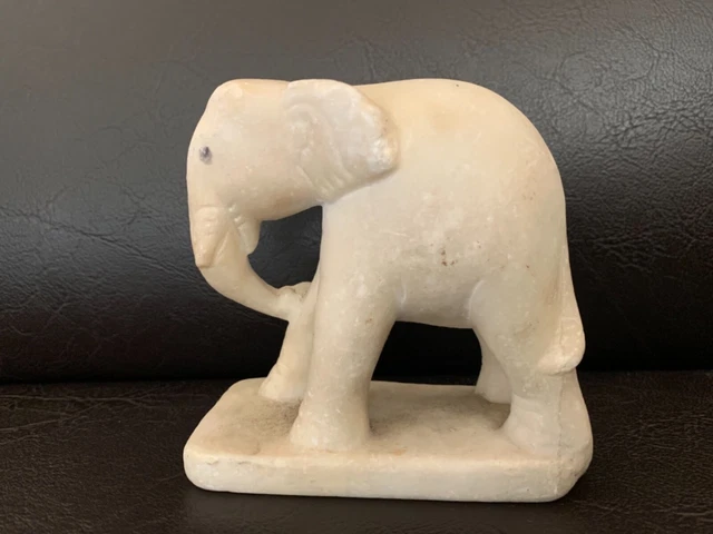 Antique Burmese 19th Century Mandalay style elephant marble sculpture 2