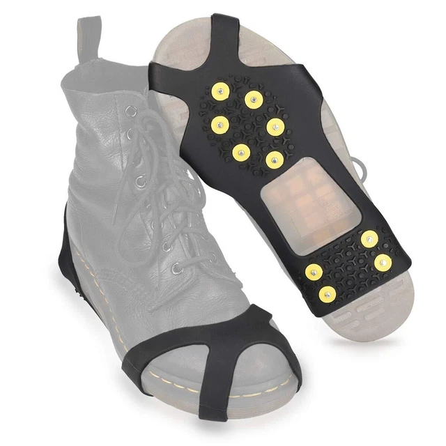 Ramponi Antiscivolo Da Ghiaccio Con 10 Borchie In Acciaio - Tacchetti Trazione Universali Per Scarpe, Stivali, Suola Elasticizzata TPE, Facili Da Indossare, Per Camminare Su Neve E Ghiaccio, Trekking Invernale - 3