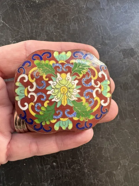 Vintage Quality Chinese Export Cloisonne  Brass Belt Buckle