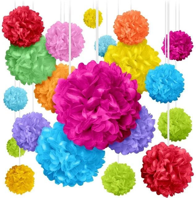 10 Stück Pompoms Weiß 25cm - Seidenpapier Deko Für Party & Hochzeit