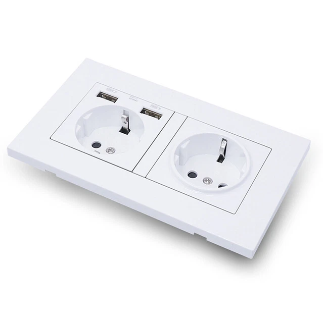 WALL MOUNTED PANEL 16A power socket EU standard multi plug with 2 USB ...