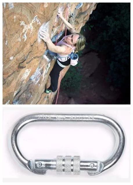 Mountaineering Rock Climbing Tree Removal Carabiner Screw Lock Hook 25KN 2500kg