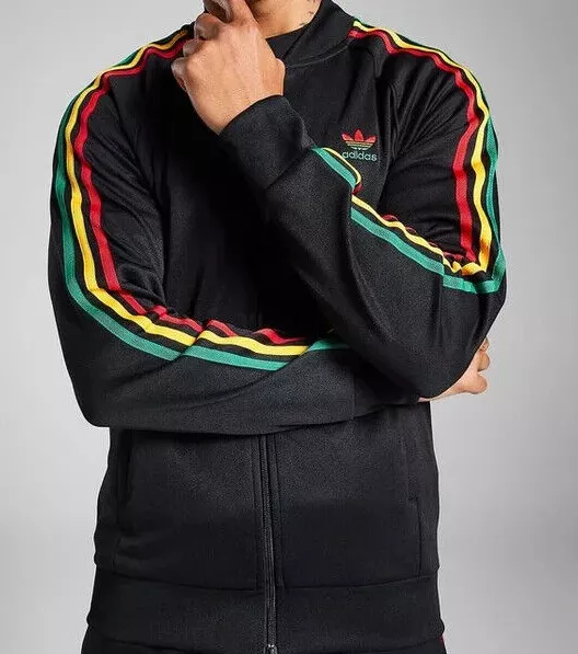 Adidas Originals Sst Uomo Pista Top IN Nero E Giamaicano Colourway
