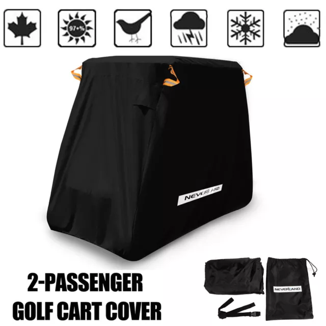 Black Heavy Duty Waterproof 2 Seater Golf Cart Buggy Cover Dust Rain Protector