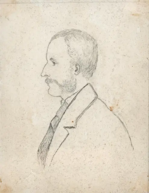 PORTRAIT OF HON EDWARD BROWNE - Small Antique Pencil Drawing - 19TH CENTURY