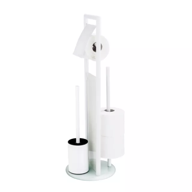 WENKO Toilettenpapierhalter Stand Edelstahl WC Garnitur mit Halter Bürste RAVINA