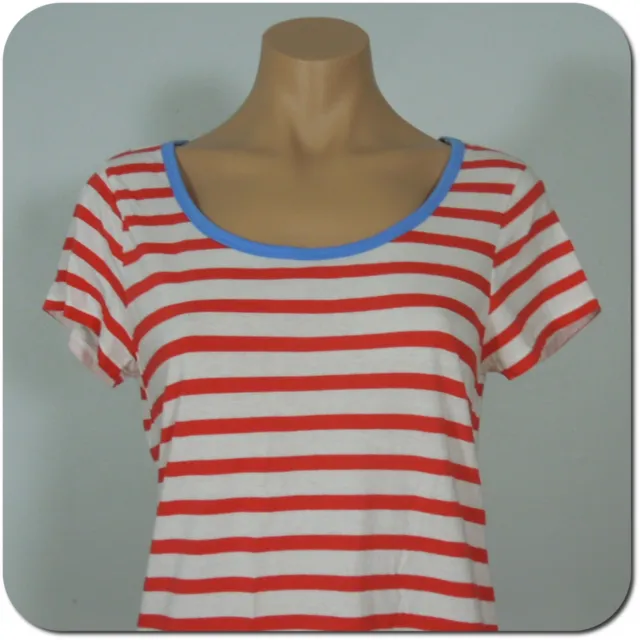 . GAP (size S) Women's Red / White Striped Tee Scoop Neck Short Sleeves