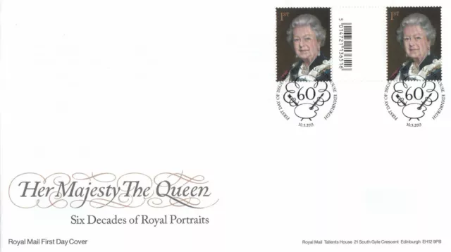 (66454) GB FDC GUTTER PAIR Queen Royal Portraits Tallents 2013