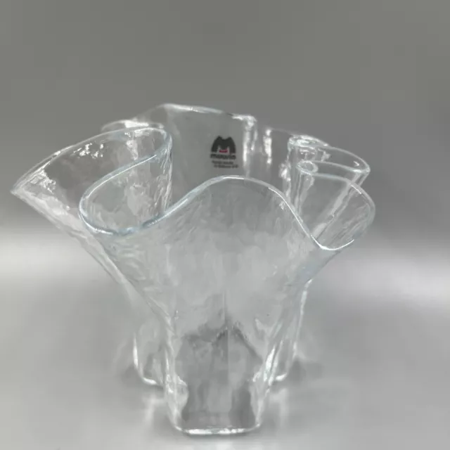 MCM Muurla "Eva" Finland Ice Handkerchief Scalloped Art Glass Vase 5 3/5" Tall