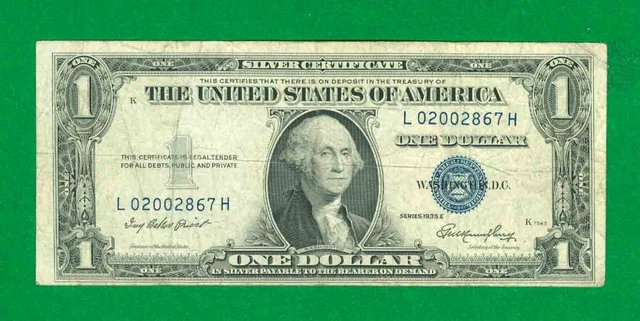 $1 1935-E 1 L/H Block Blue Seal Silver Certificate Circ.