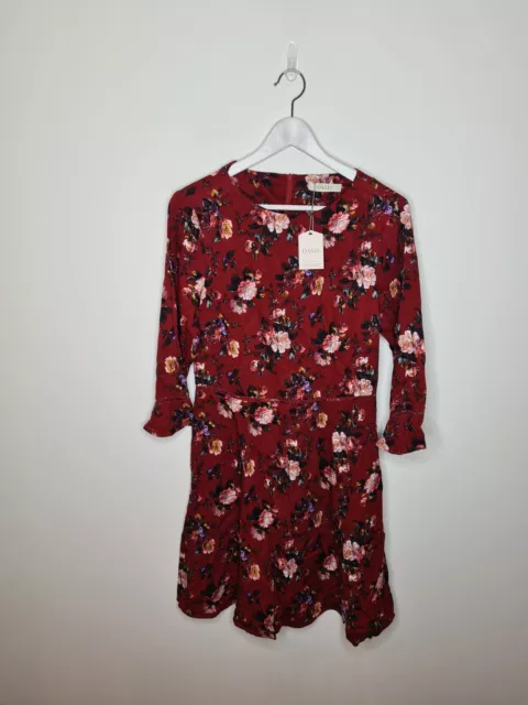 Oasis BNWT Red Floral Skater Dress Size 12