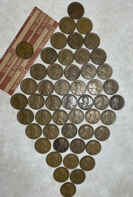 1920-29 PDS Lincoln Wheat Cent Penny Roll  Mixed Dates and Mints