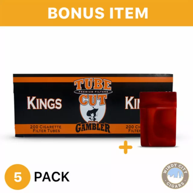 Gambler Full Flavor Cigartte (Tube Cut) Tobaco King Size Tubes - 5 Boxes & Case