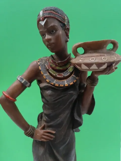 Large 16" African Woman Holding Pottery Family Statue Figurine Resin Sculpture