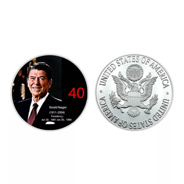 US 40th President Ronald Reagan Silver Plated Commemorative Coin Souvenirs