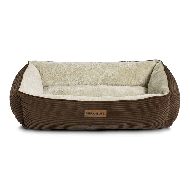 Vibrant Life Lounger Dog Bed, Large, Brown Corduroy US