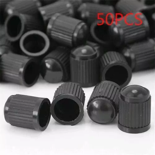 50 Pcs Universal Black Plastic Car Motor Tire Valve Stem Caps 50 Pcs