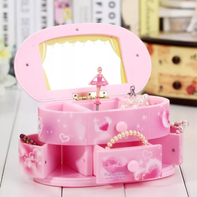 Pink Music Box Beautiful Ballet Dancer Doll Jewelry Box for Girls Children Gift