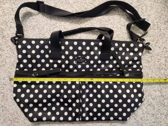 Kate Spade Black Nylon Polka Dot Lined Carry All Zippered Bag 19x13x5