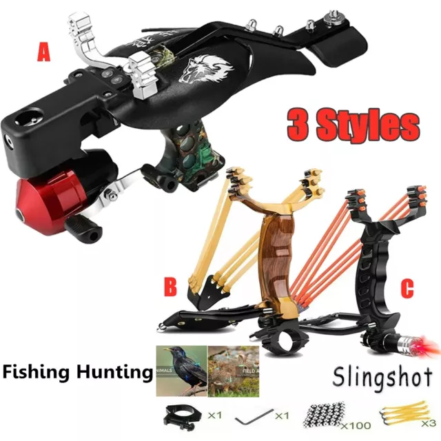 Fishing Slingshot Darts Set Catapult Bow Bowfishing Reel Archery Hunting  Fishing