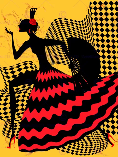 Painting Illustration Spanish Flamenco Dancer Design Art Print Poster Mp5459B