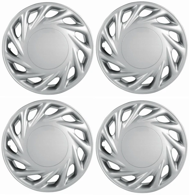 15" Premium Car Vector Silver Wheel/Rim Hub Caps Covers - Set of 4