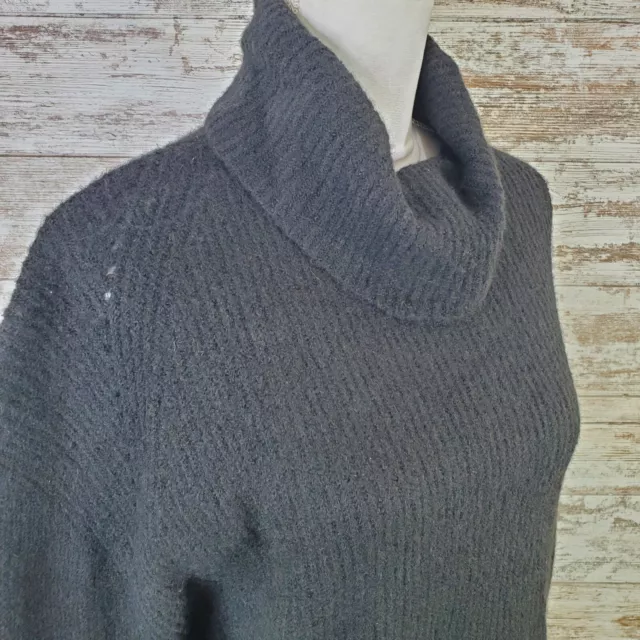 Topshop Womens Black Size 14 Roll Crop Turtleneck Sweater 3