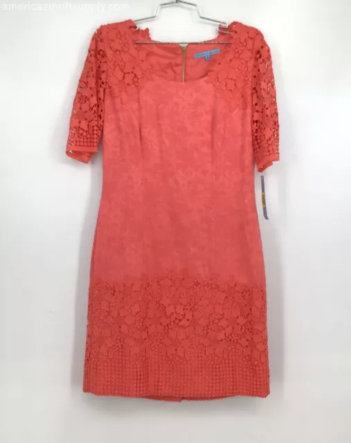 NWT Antonio Melani Women's Coral Lace Short Sleeve Shift Dress - Size 8