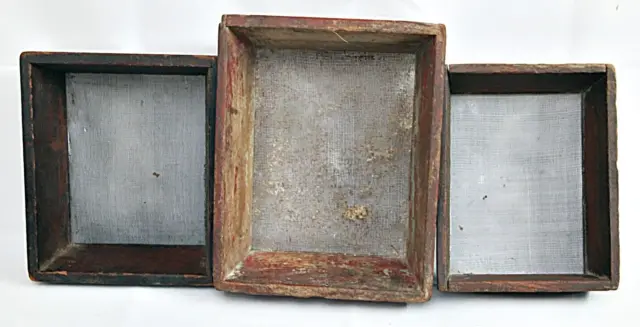 Vintage Antique Primitive Rustic Wood Handmade Passover Box of 3