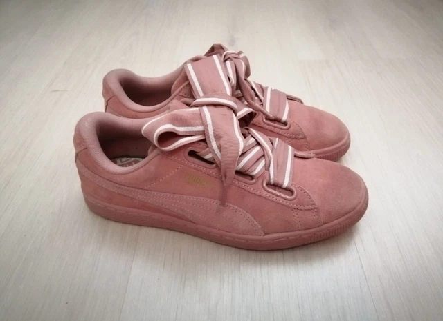 PUMA SUEDE HEART Satin 2 Gros Lacet Rose 38.5 US Wmns 8 UK 5.5