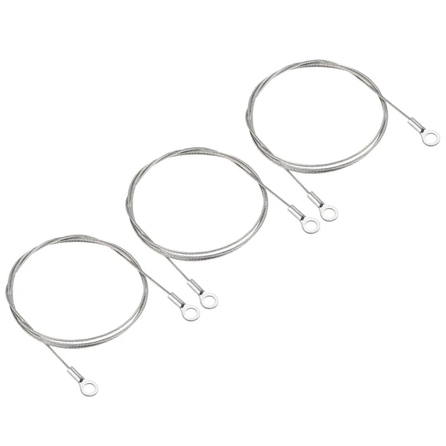 3Pcs 1.5mmx1m Steel Security Cable 6mm ID Eyelets Ended Safety Wire Rope