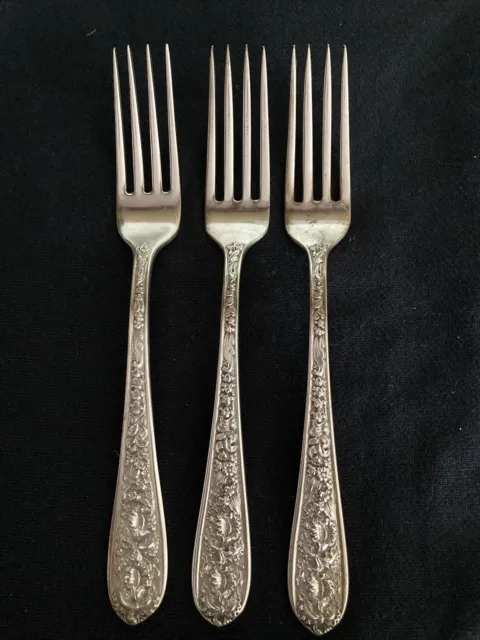 Stieff Corsage Sterling Silver No Monogram 7-1/8" Dinner Fork’s (3)