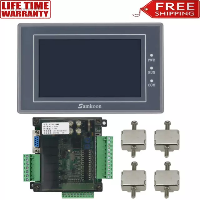 Samkoon EA-043A 4.3" HMI Touch Screen + FX3U-14MR Programmable PLC Controller